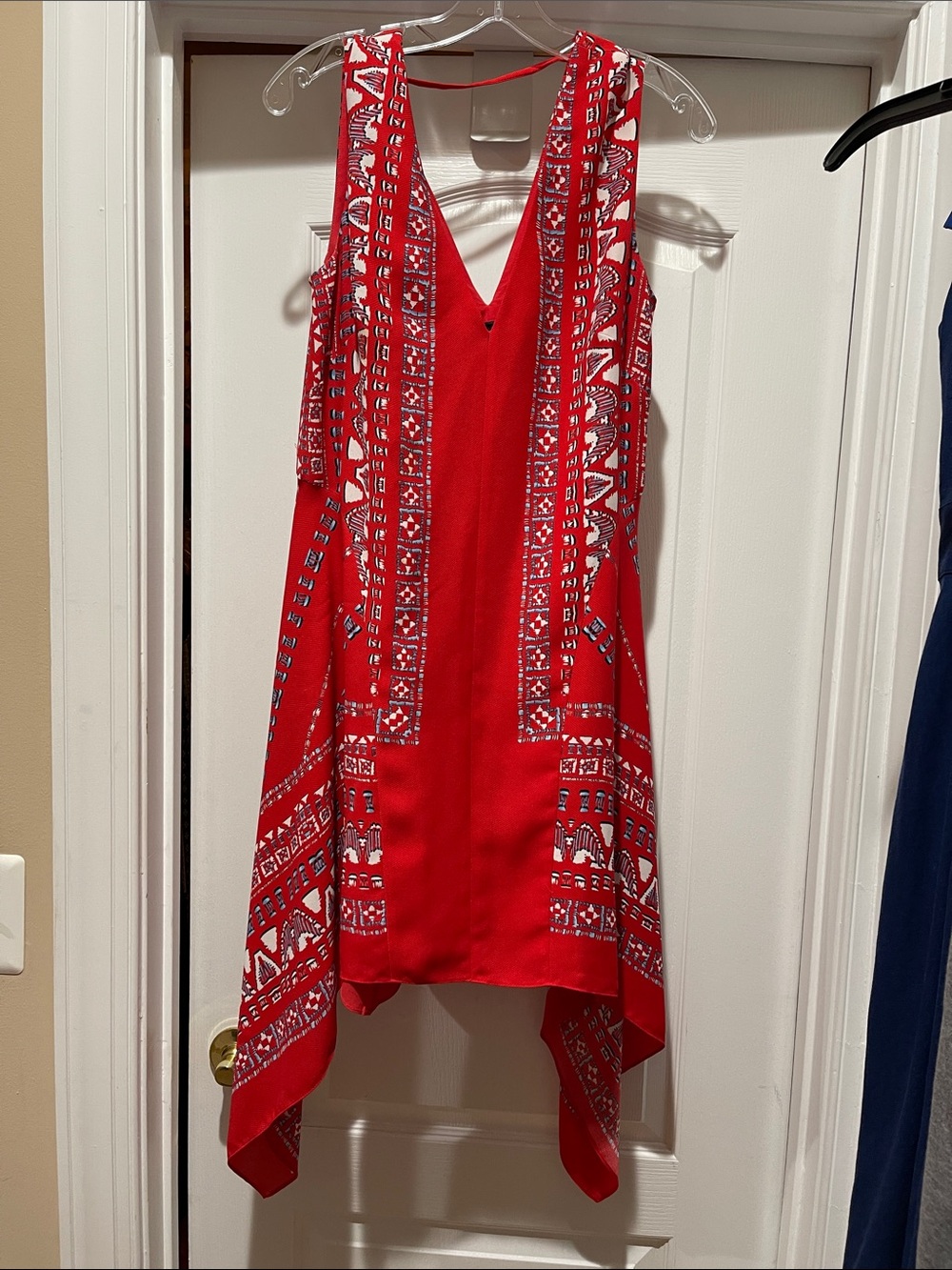 BCBGMaxAzria Red Printed Handkerchief-Hem Tunic
